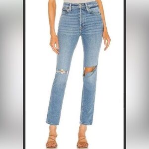 REDONE 80s Slim Straight Brisk Blue Ripped Denim Jeans Women’s Size 24